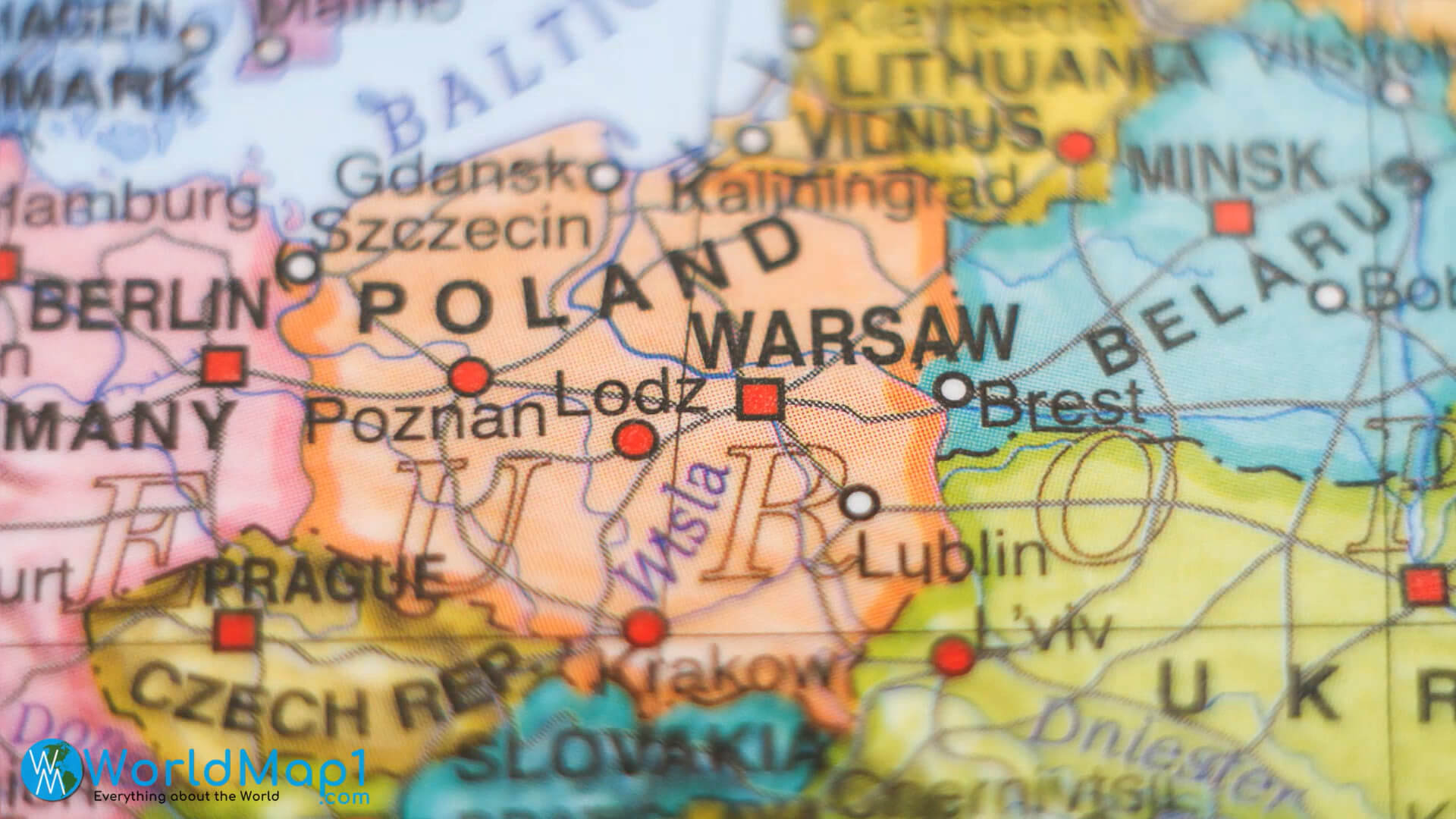 Warschau Karte mit Lublin